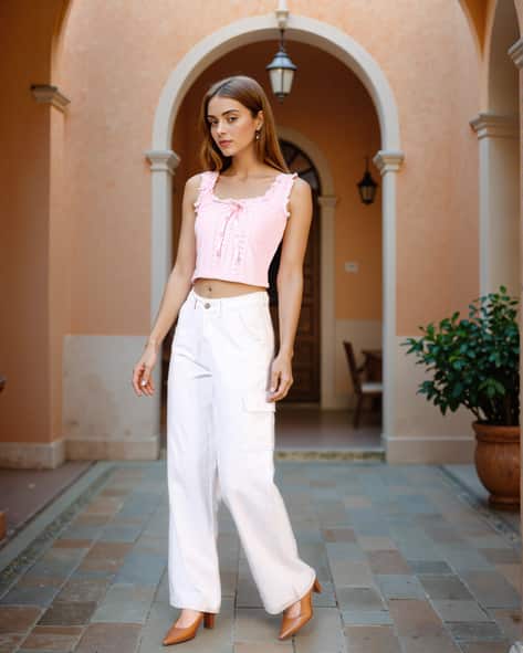 Buy Light Pink Tops for Women by Shein Online