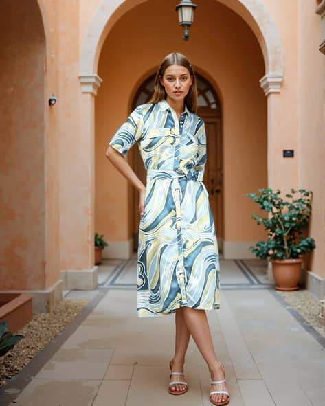 slim fit dress slacks SHEIN Modely Cloak Sleeve Knot Side Green Modest Dress | Dress main image 0