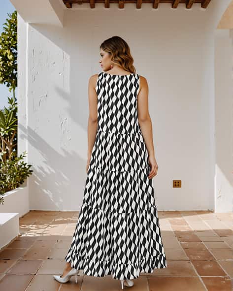 blue dress strip Serene Stunner 100% Cotton Blue Stripe Midi Dress