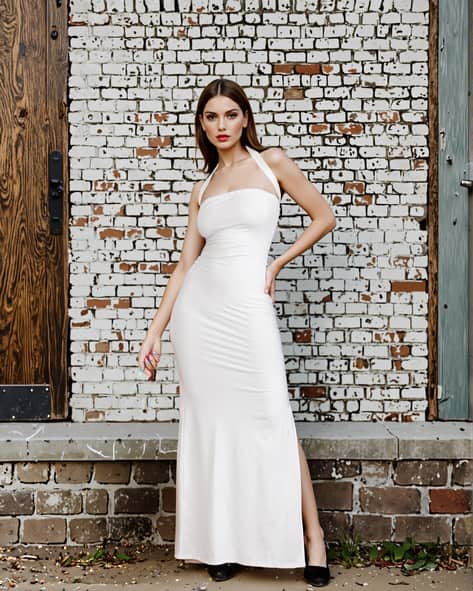 white christmas dresses EVE deep v shoulder maxi dress in cream main image 1