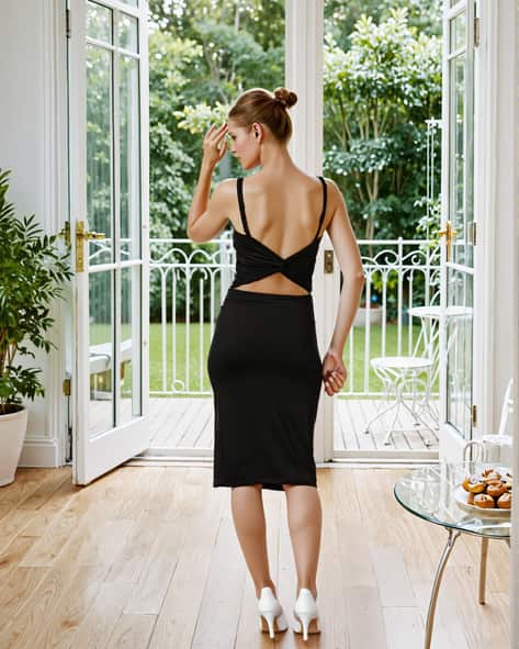back out bodycon dress Jill Tie-Back Bodycon Wrap Satin Mini Dress main image 0