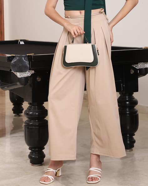 Buy Beige Trousers Pants for Women by Shein Online