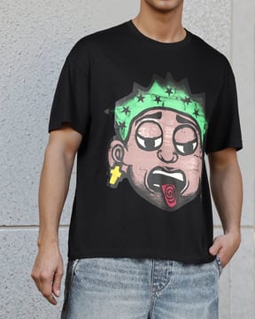 Shein Shein Men Street Drop Shoulder Graphic Front and Back Print Crew Tshirt
