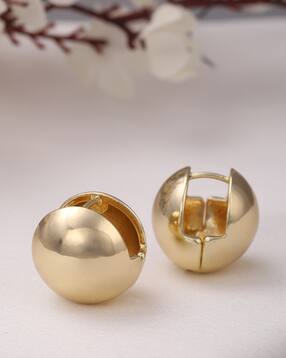 Shein Hinge Clasp Ball Design Golden Studs Earrings-picture-34