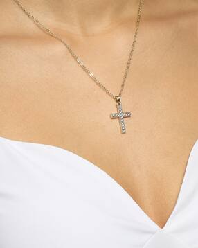 Shein Women Pendant Necklace with Crystal Cross Charm-picture-23