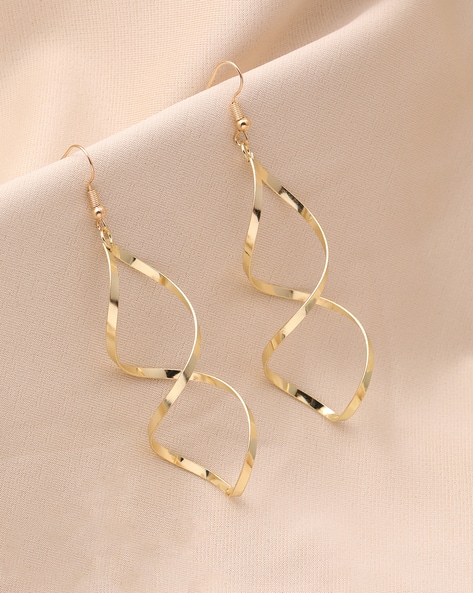 Shein Shein Women Twisted Spiral Design Golden Dangler Earrings