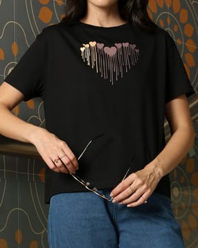 Shein Shein Drop Shoulder Graphic Chest Print Crew Tshirt