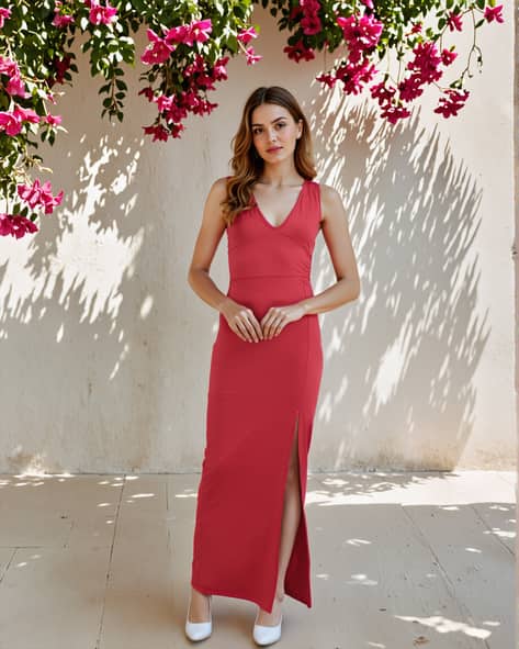 open lace back dress Women's Solid Color Ruffled Hem Flared Sleeve Dress – WearWest main image 1