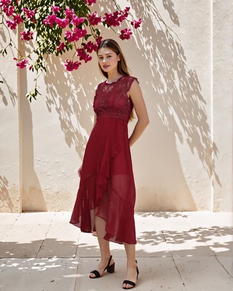 chinese dress ladies SHEIN Plus Size Floral Print Contrast Lace Hem Nightgown, main image 0