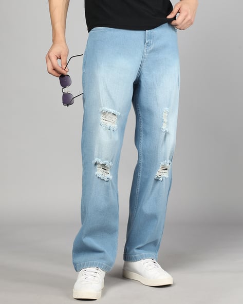 Shein Full Length Light Wash Distressed Jeans