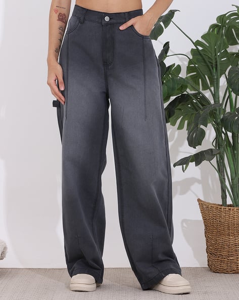 Shein Extra Long High Rise Panelled Light Wash Jeans