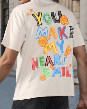 Shein Shein Men Drop Shoulder Typographic Back Print Crew Tshirt