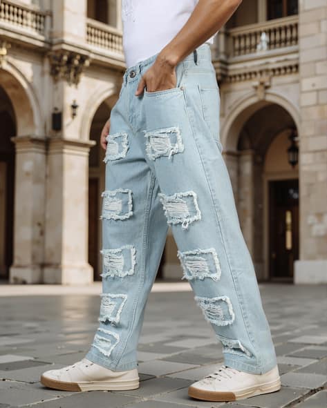Buy Ice Blue Jeans for Men by Shein Online