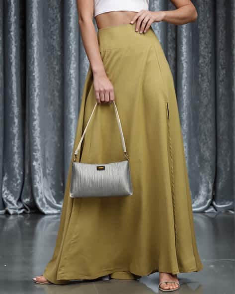 Shein High Broad Waistband Maxi A-Line Slit Skirt