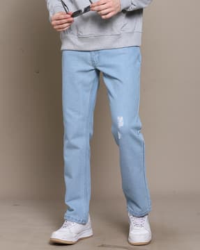 Shein Shein Men Full Length Fly With Button Closure Distressed Jeans