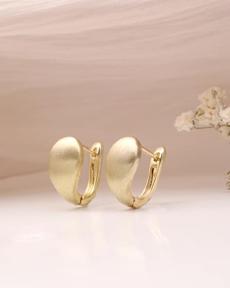Shein Women Golden Oval Shaped Hinge Clasp Hoop Earrings