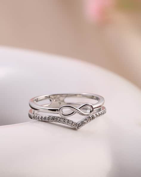 Shein Women Infinity Symbol Crystal V-Shaped Stackable Ring