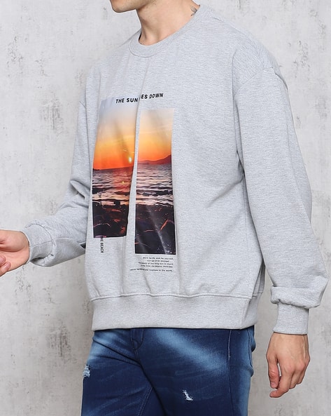 Buy Grey Melange Sweatshirt Hoodies for Men by Shein Online
