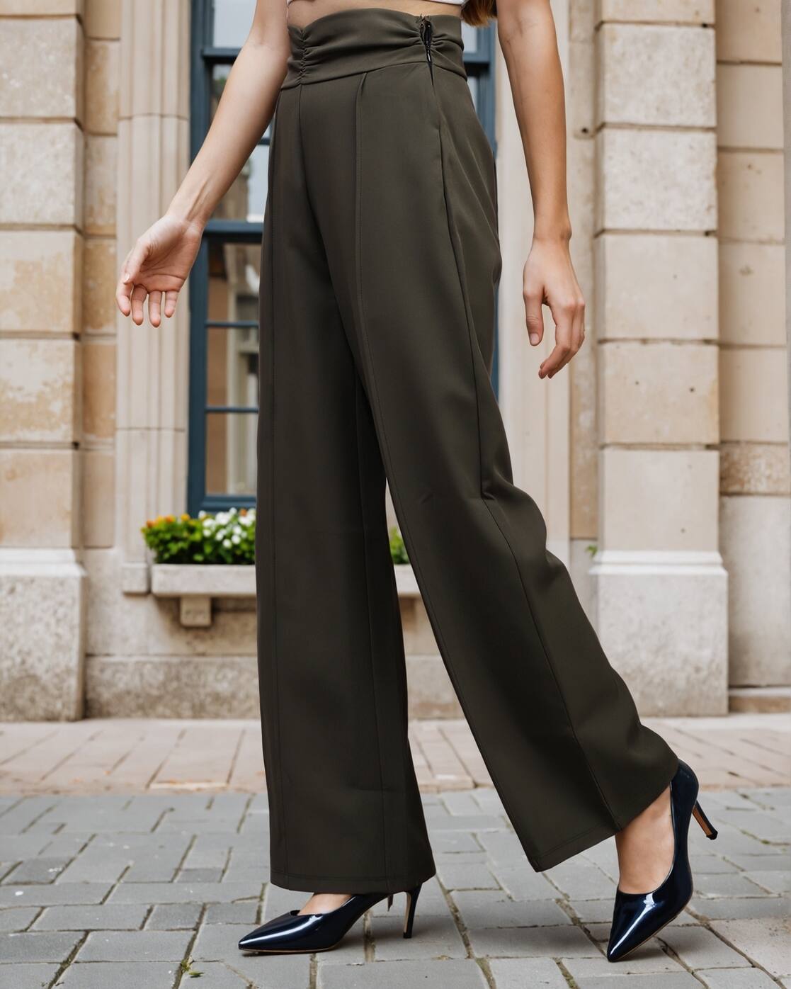 Buy Olive Trousers & Pants for Women by Shein Online | sheinindia.in