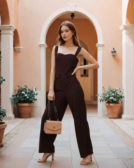 Buy Burgundy Jumpsuits &Playsuits for Women by Shein Online