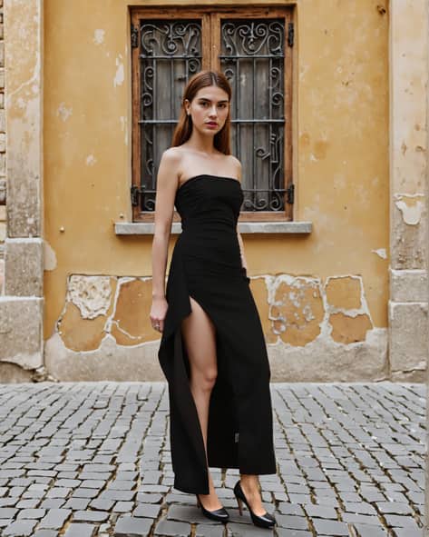 strapless open back dress Giselle Strapless Pleated Mini Dress – honey main image 0