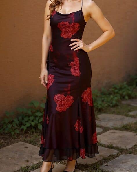 chinese dress ladies SHEIN Modely Burgundy Red Ladies' Solid Color Simple Arabian Daily Mod |  Dress