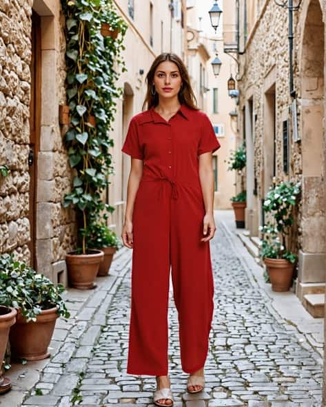 Buy Maroon Jumpsuits &Playsuits for Women by Shein Online