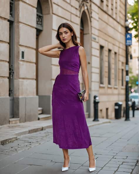 shein purple dress long Modely Women's Solid Color Simple Daily Sleeve Party | Dress Plus Size Chic Floor Length