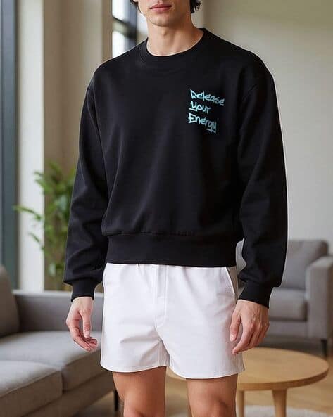 Buy Black Sweatshirt Hoodies for Men by Shein Online