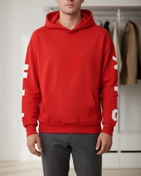 Shein Drop Shoulder Typographic Back & Sleeve Print Hoodie-picture-30