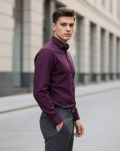 Buy Dark Purple Shirts for Men by Shein Online