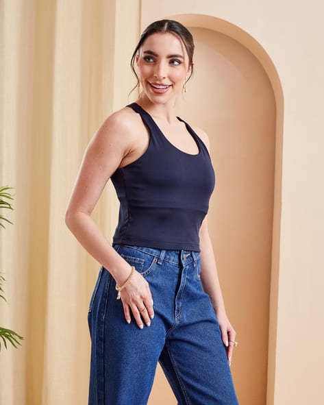 Buy Navy Blue Tops for Women by Shein Online | sheinindia.in