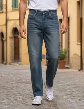 Shein Full Length Fly With Button Closure Mid Wash Jeans-picture-24