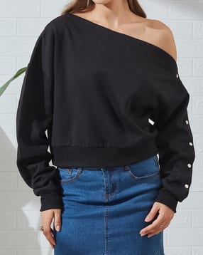 Shein Asymmetrical Neck Drop Shoulder Hoodie With Pocket-picture-10