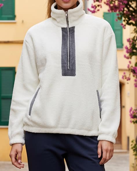 Buy Off White Sweatshirt Hoodies for Women by Shein Online - Main Image