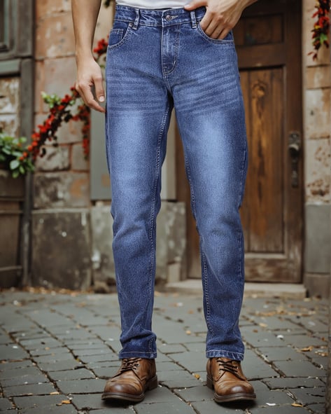 Shein Full Length Fly with Button Closure Stone Wash Jeans