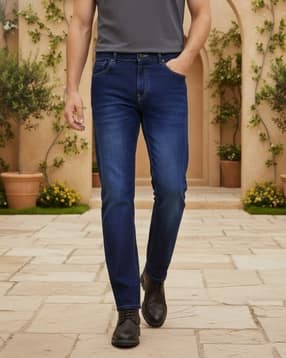 Shein Full Length Fly With Button Closure Mid Wash Jeans-picture-47