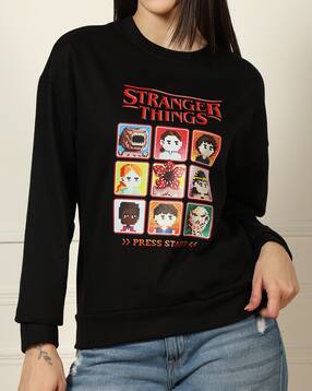Shein Drop Shoulder Stranger Things Chest Print Sweatshirt-picture-33