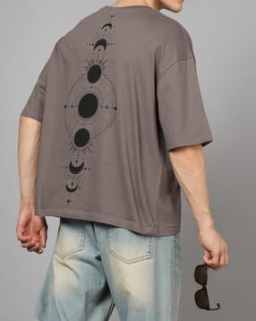 Shein Drop Shoulder Graphic Back Print Crew Tshirt