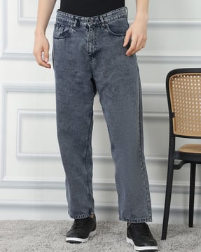 Shein Shein Men Street Ankle Length Fly With Button Closure Stone Wash Jeans