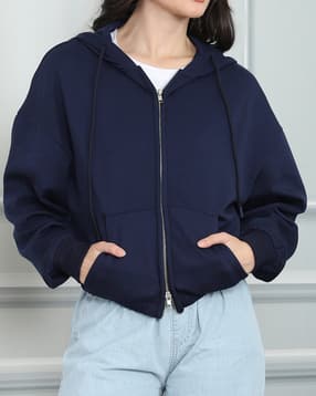 Shein Drop Shoulder Zipped Front Hoodie with Pockets-picture-28