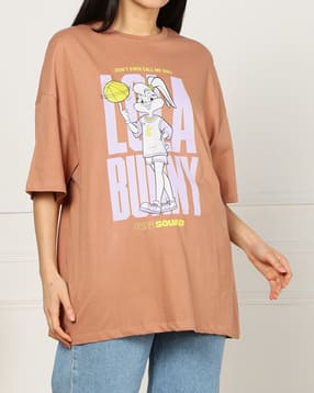 Shein Drop Shoulder Looney Tunes Chest Print Crew Tshirt-picture-44