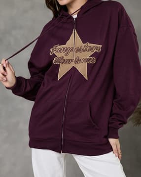 Shein Drop Shoulder Typographic Chest Embroidered Hoodie-picture-36