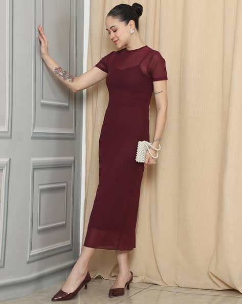 Buy Burgundy Dresses for Women by Shein Online | sheinindia.in