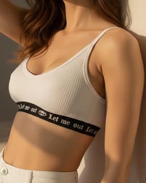 Shein Non Padded Typographic Printed Waistband Everyday Bra-image-28