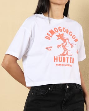 Shein Drop Shoulder Stranger Things Chest Print Crew Tshirt-picture-30