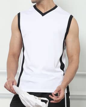 Shein Activewear Medium Length Sleeveless Contrast Panelled Tshirt-picture-29