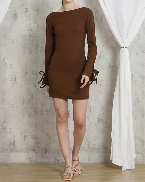 princess polly baby blue dress Women's Beige Ribbed Bodycon Dress main image 0