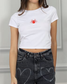 Shein Short Sleeves Graphic Chest Print Crew Tshirt-picture-13