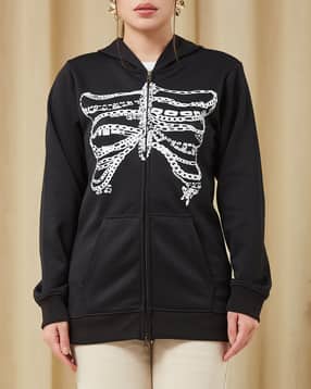 Shein Full Sleeve Graphic Chest Print Hoodie With Pockets-image-9